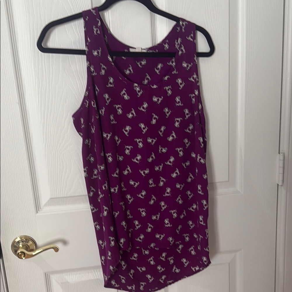 Purple Sleeveless Women's Top pleione sz small with Vespa detail loose fit